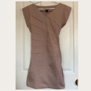 Charlotte Russe Short Sleeve Beige Cinched Dress